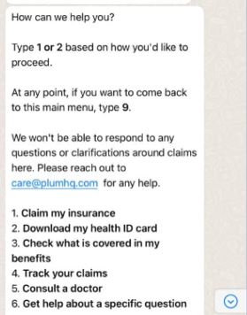 plum benefits whatsapp bot